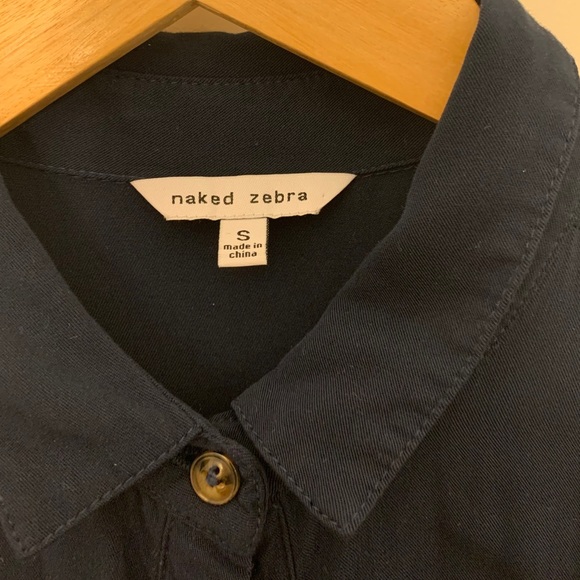 Naked Zebra Tie Short Dress - Navy Blue - Picture 3 of 4